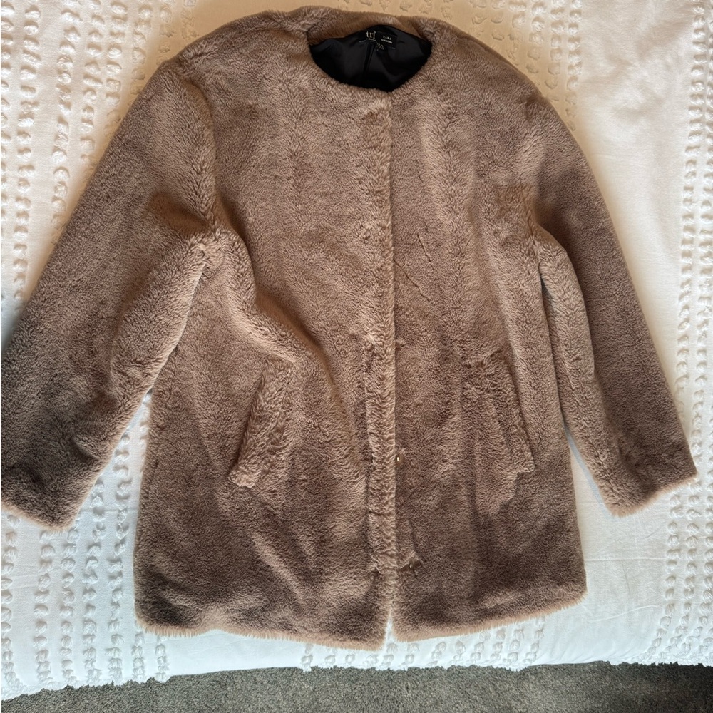 Zara Faux Fur Jacket in Tan